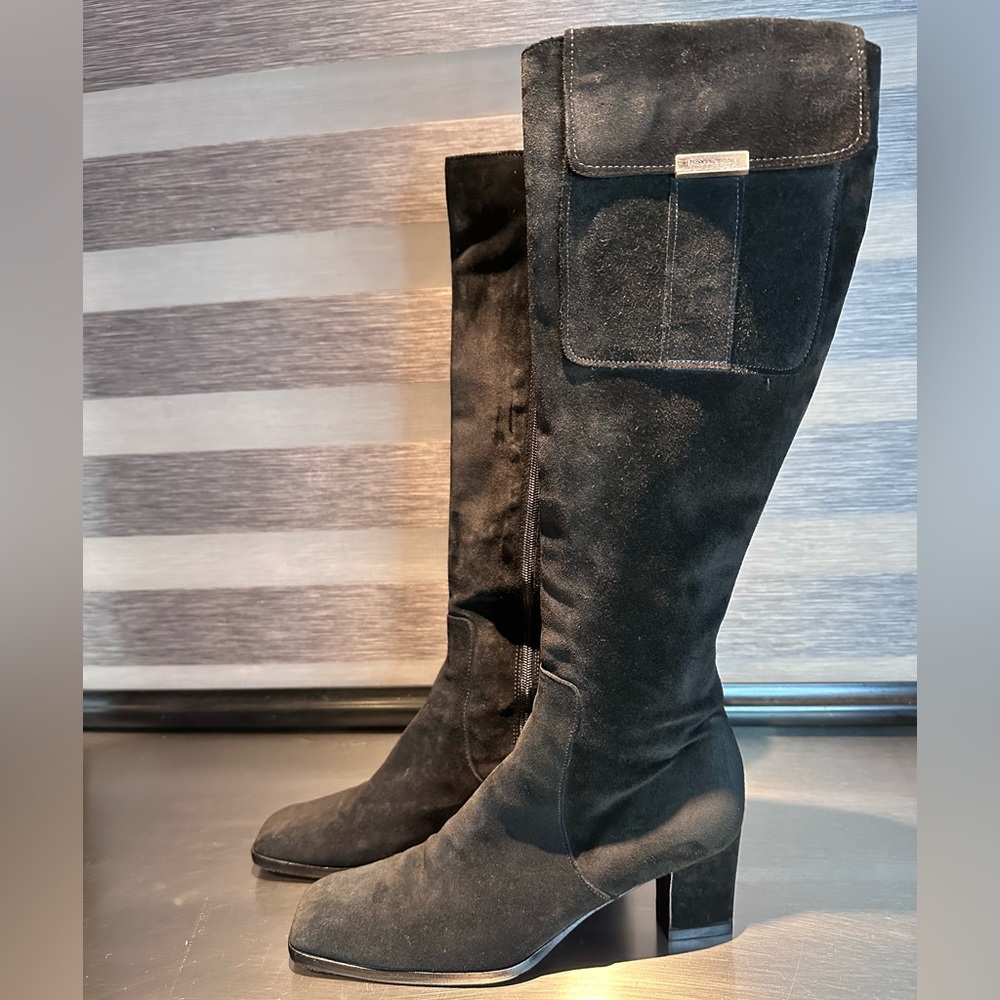 YSL Vintage, black suede boots